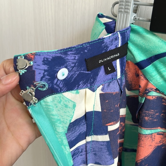 COPY - Olivaceous tropical palm leaf print maxi skirt size L - Picture 7 of 10